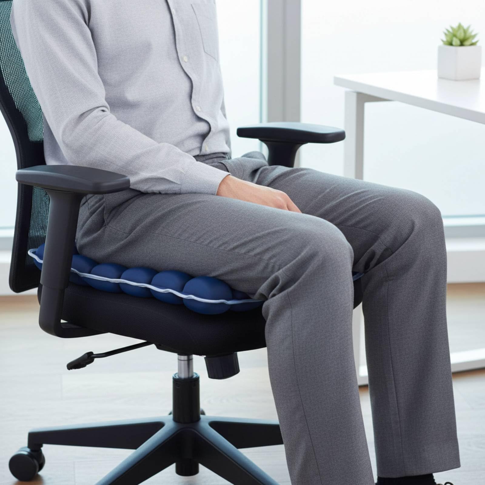 Cojín Inflable Confortable Cojín Antiescaras con Bomba Manual Asiento Transpirable para Oficina, Uso Prolongado