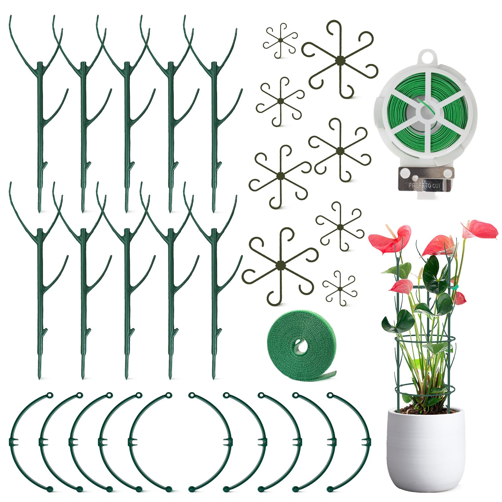 GPANDAG 30 Pcs Plant Stem Support,Stackable Plant Support Stakes,Adjustable Monstera Plant Support,Reusable Plant Sticks for Potted Plants, Pothos, Vine, Flower Use