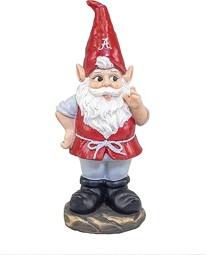 Hanna's Handiworks Alabama Crimson Tide - Estatua de gnomo de resina para interiores y exteriores, decoración para escritorio, jardín, porche,