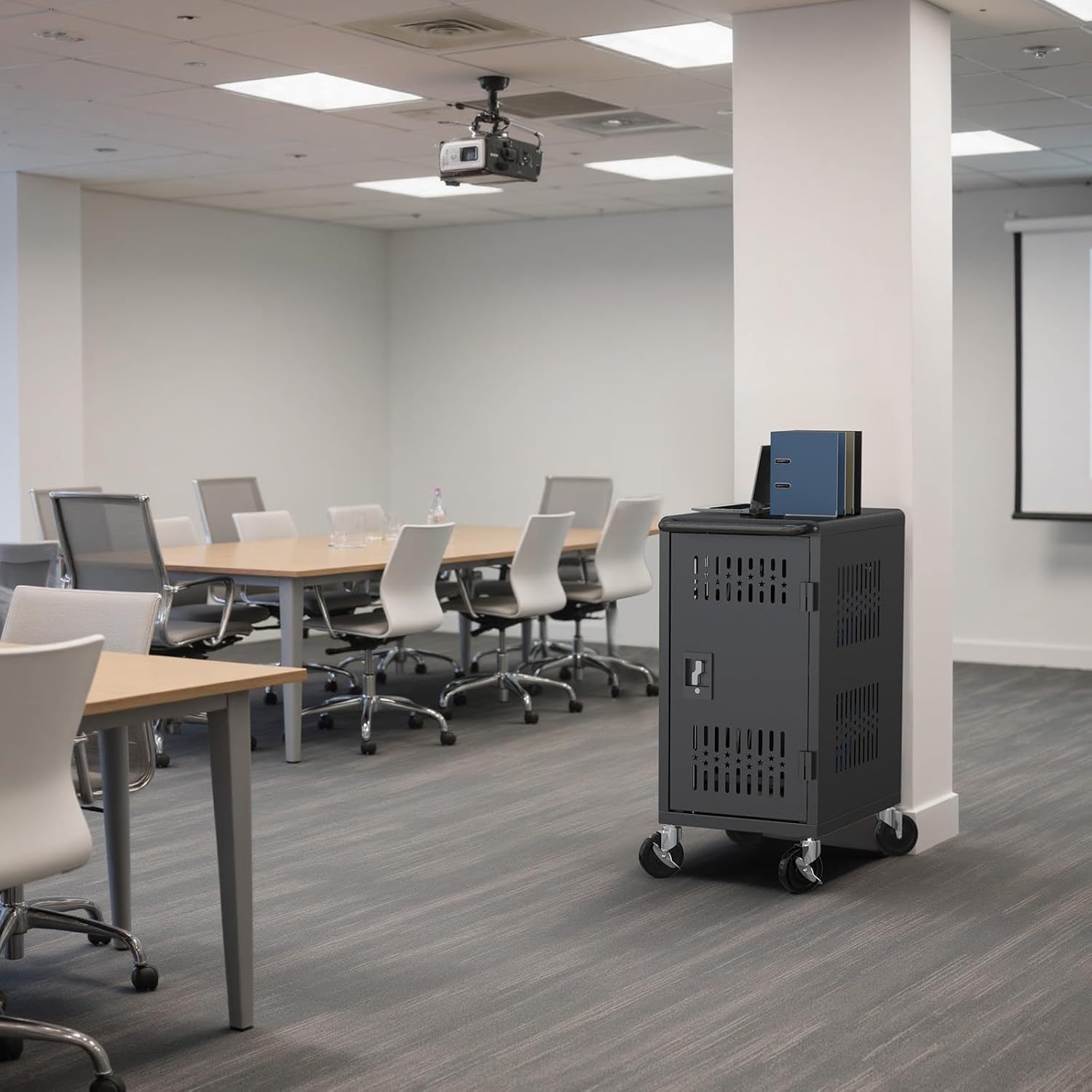 Pre-Assembled American Style Heavy-Duty 20 Bay Laptop Charging Cart for School Classroom Storing and Charing 20 Chromebook, Laptop, and Tablet