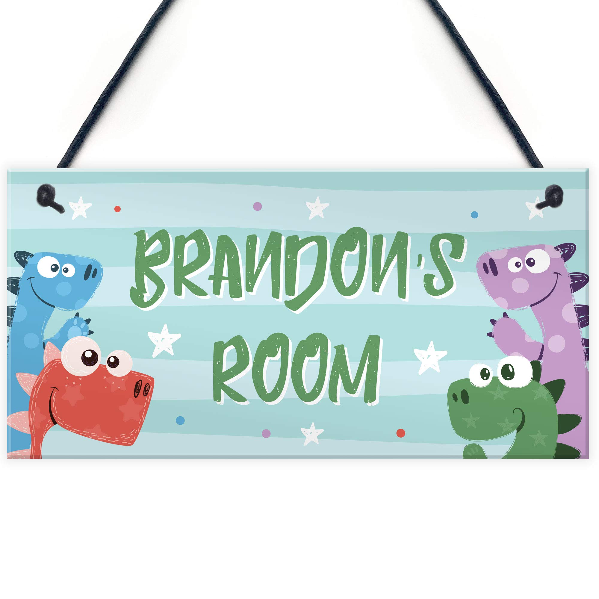 Red Ocean Personalised Dinosaur Bedroom Nursery Sign Christmas Birthday Gift For Son Daughter Child Baby Nursery Decor