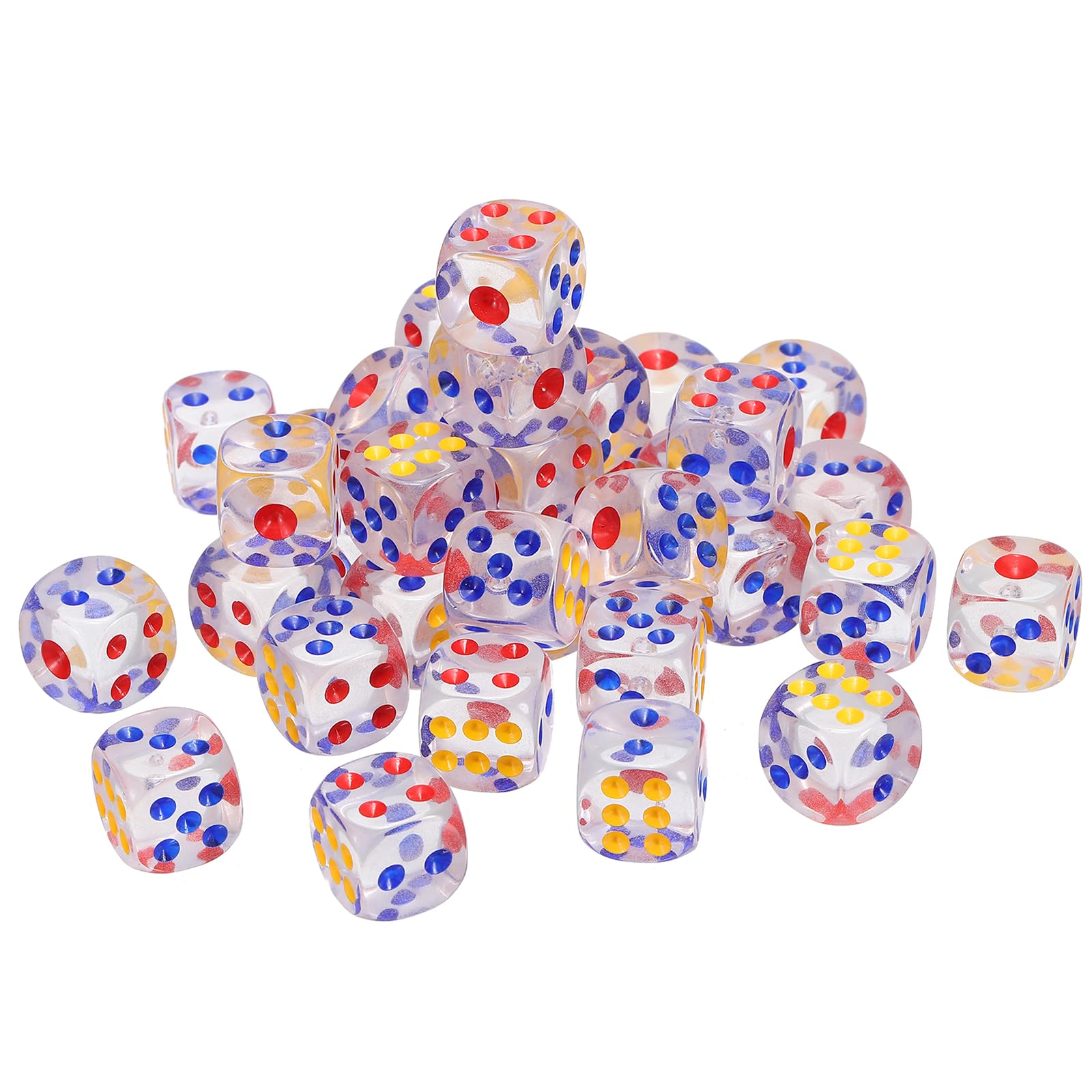 sourcing map 10Pcs 6 Sided Acrylic Dice, 14mm/0.55" Rounded Corner Translucent Colored D6 Game Dice for Theme Party Fun Table Board Games, Transparent