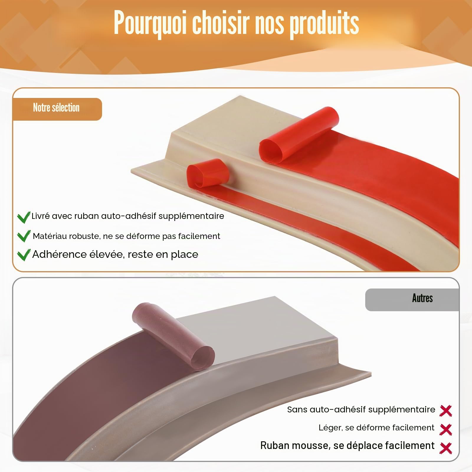 Barre de Seuil Adhésive PVC, Profil de Transition pour Rattrapage de Dénivellation, Jonction entre Sols et Portes Hauteur Réglable，Rampe de Seuil Bandes de Transition Sol