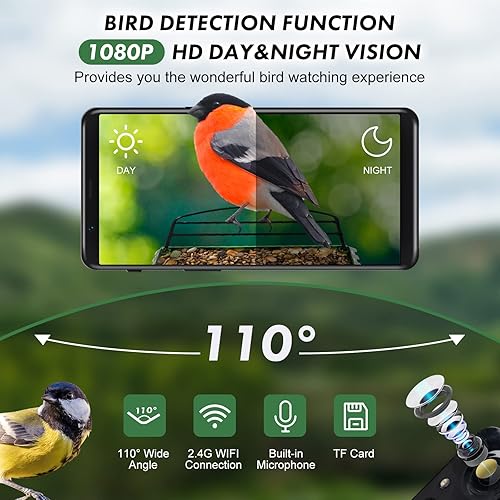 Miniatura 5 de Comedero para pájaros con cámara. Paneles solares de carga inteligente con cámara inalámbrica para exteriores, captura automática de videos de aves