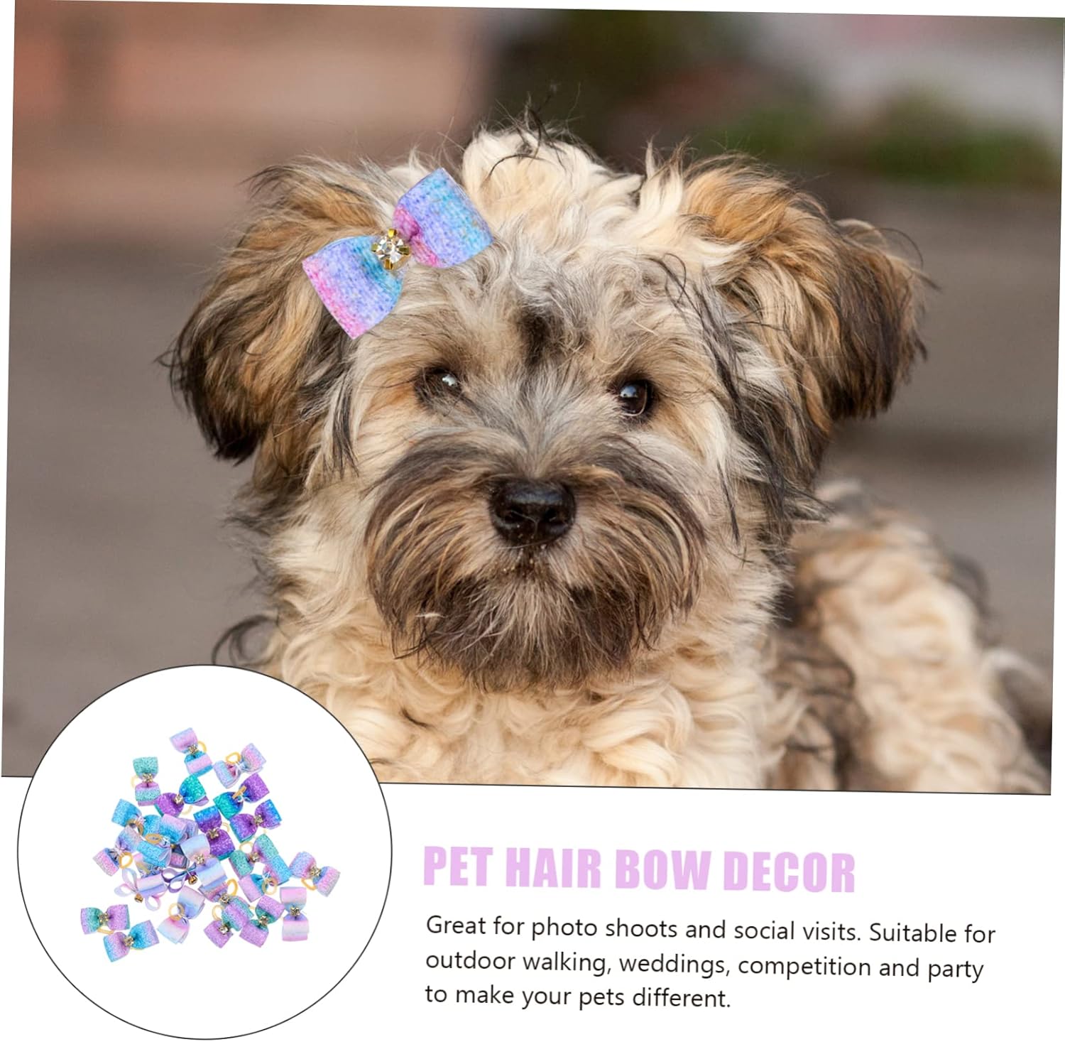 NOLITOY 100pcs Pet Hair Tie Bow Dog Hair Bows Lightweight and Fashionable for Dogs Cats