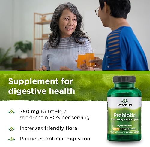 Miniatura 3 de Swanson Cápsulas prebióticas  Promueve el apoyo amigable de la flora y la salud digestiva general  Fibra prebiótica que promueve la salud intestinal