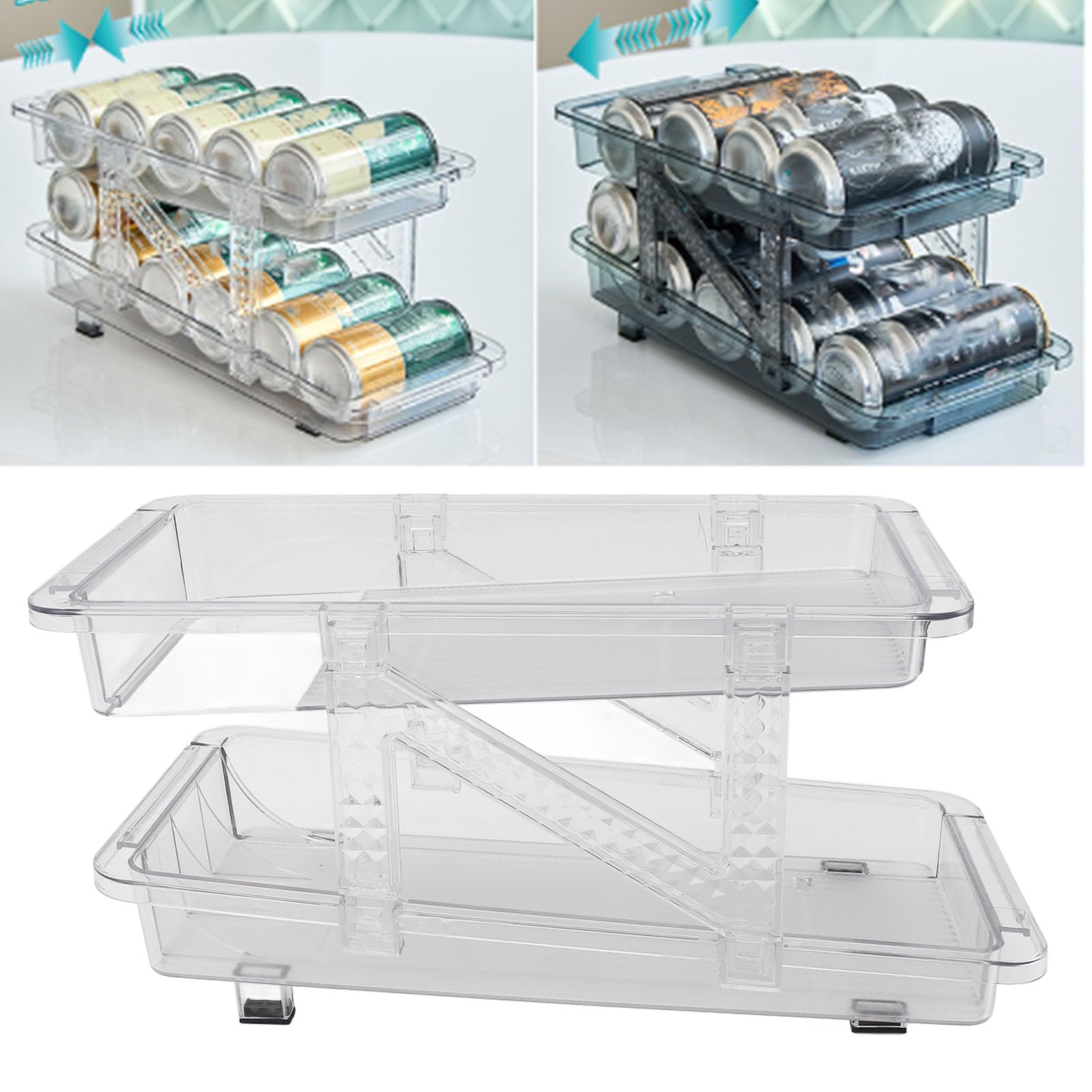 Natudeco Refrigerator Can Organizer Stackable Can Organizer Soda Can Dispenser Beverage Organizer for Fridge Pantry Freezer