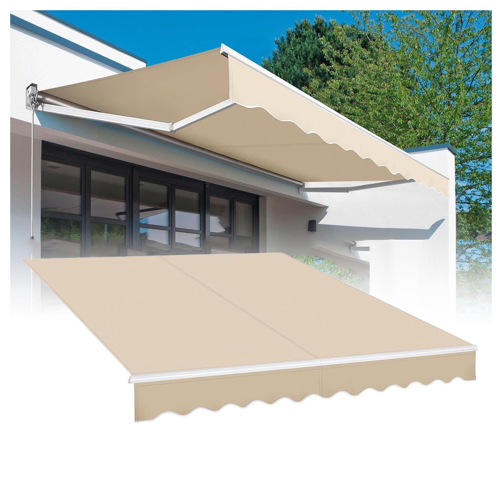 ZFUCMAYL Awning Replacement Fabric Cloth,Retractable Awning Replacement Parts,Fabric Only,Outdoor Patio Canopy Awning for Car Side Deck Window Door(9.8x6.5ft)