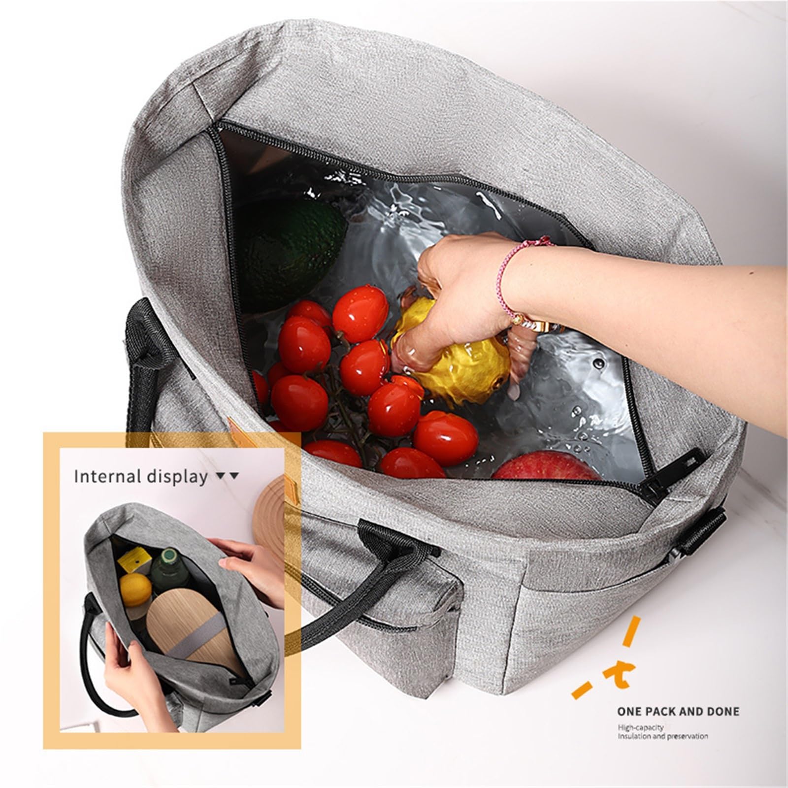 Borsa riutilizzabile di grande capacità for uomini e donne, adatta for viaggi, lavoro, picnic, borsa di grande capacità ，Borsa da campeggio(Pink)