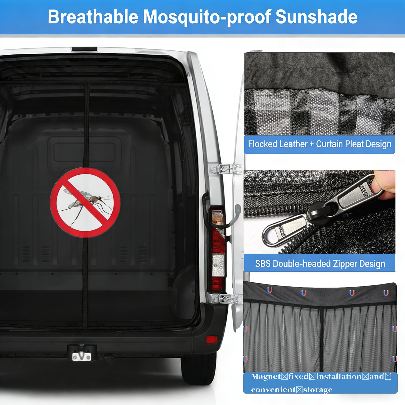 Moustiquaire de porte coulissante de voiture pour Mercedes-Benz V-Class/Viano W638 W639 Vito W447, porte latérale magnétique, protection solaire, moustiquaire anti-moustique, porte latérale