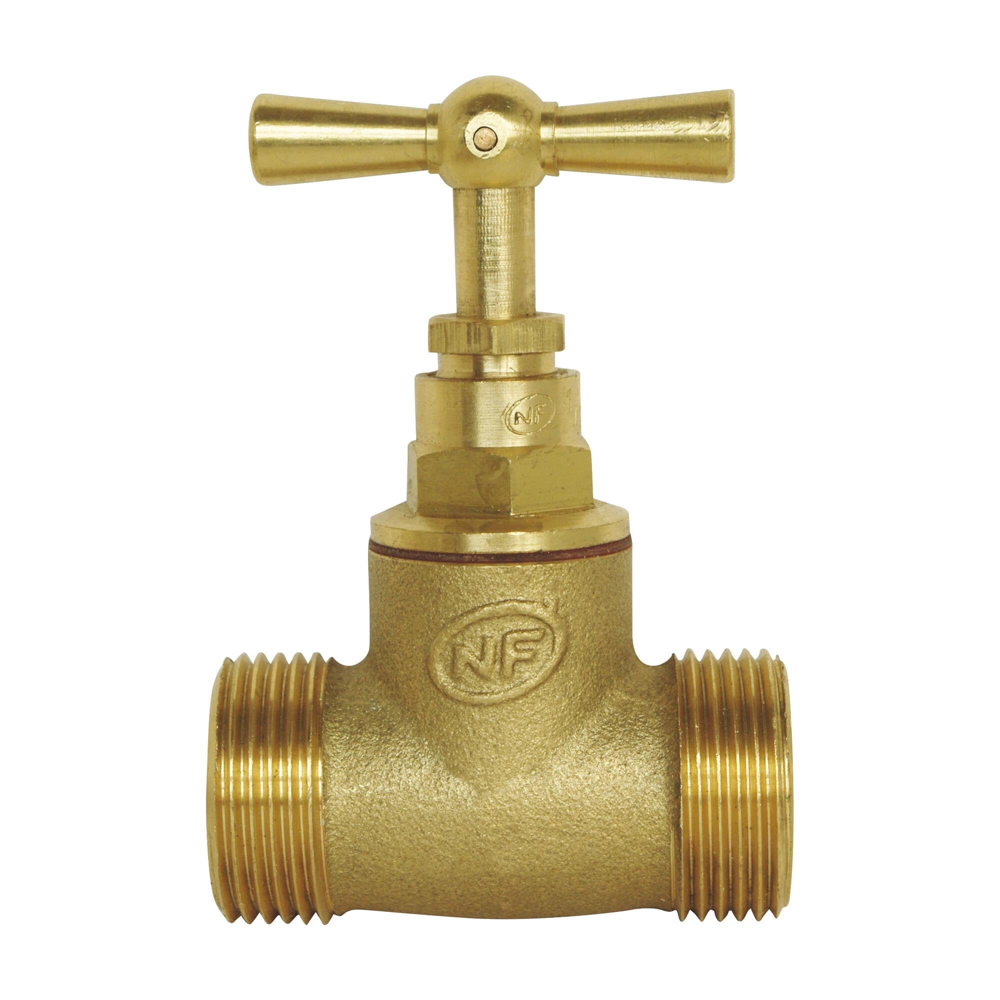 SOMATHERM PER VOI - arresto valvola a vite a doppio Maschile MM20 / 27 - Stem testa - greggio Brass