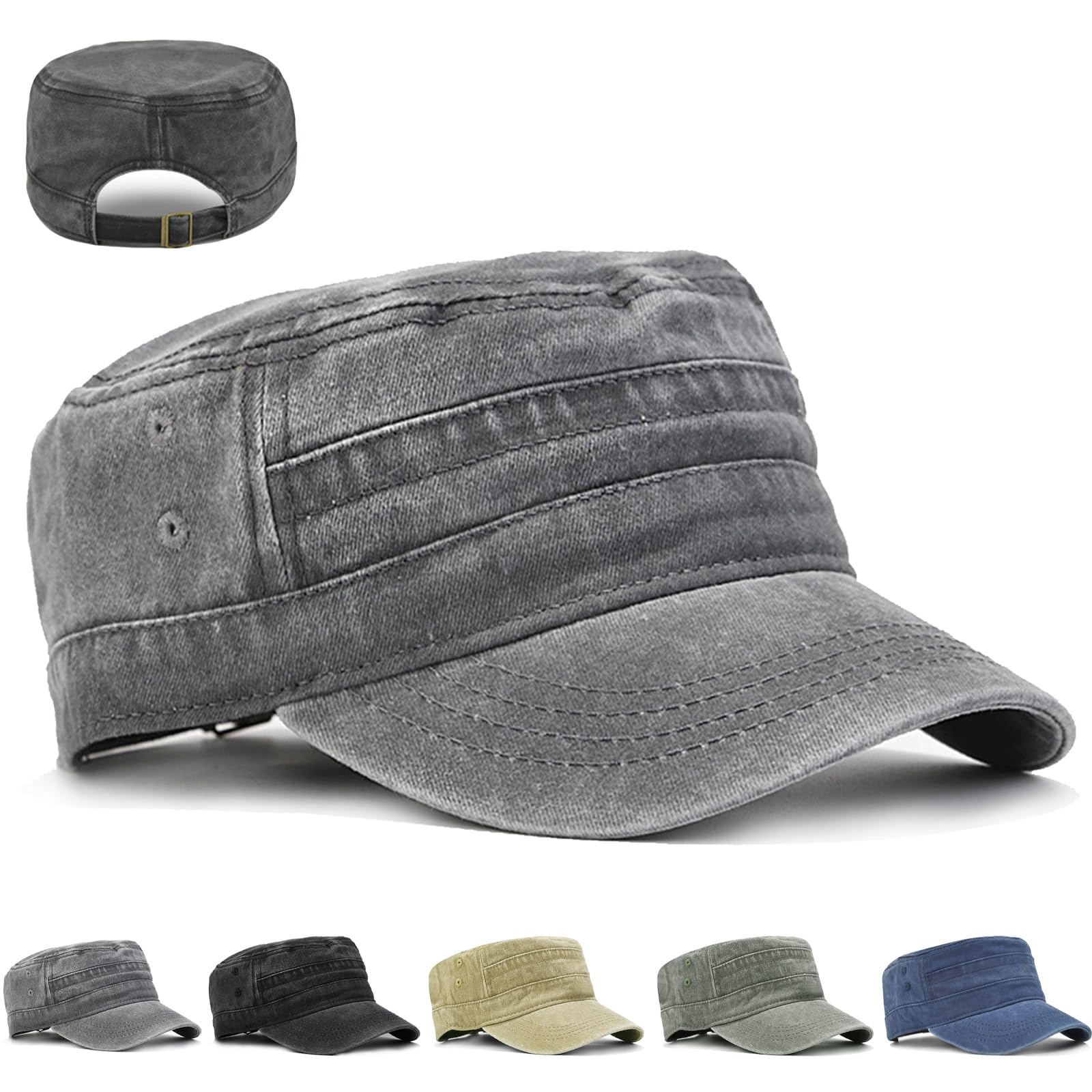 LUKIUP Army Cap, Cadet Army Military Flat Top Caps, Kappen Herren, Used Look verstellbare Taktische Beanie, Cap für Herren Geschenke für Männer Outdoor-Aktivitäten