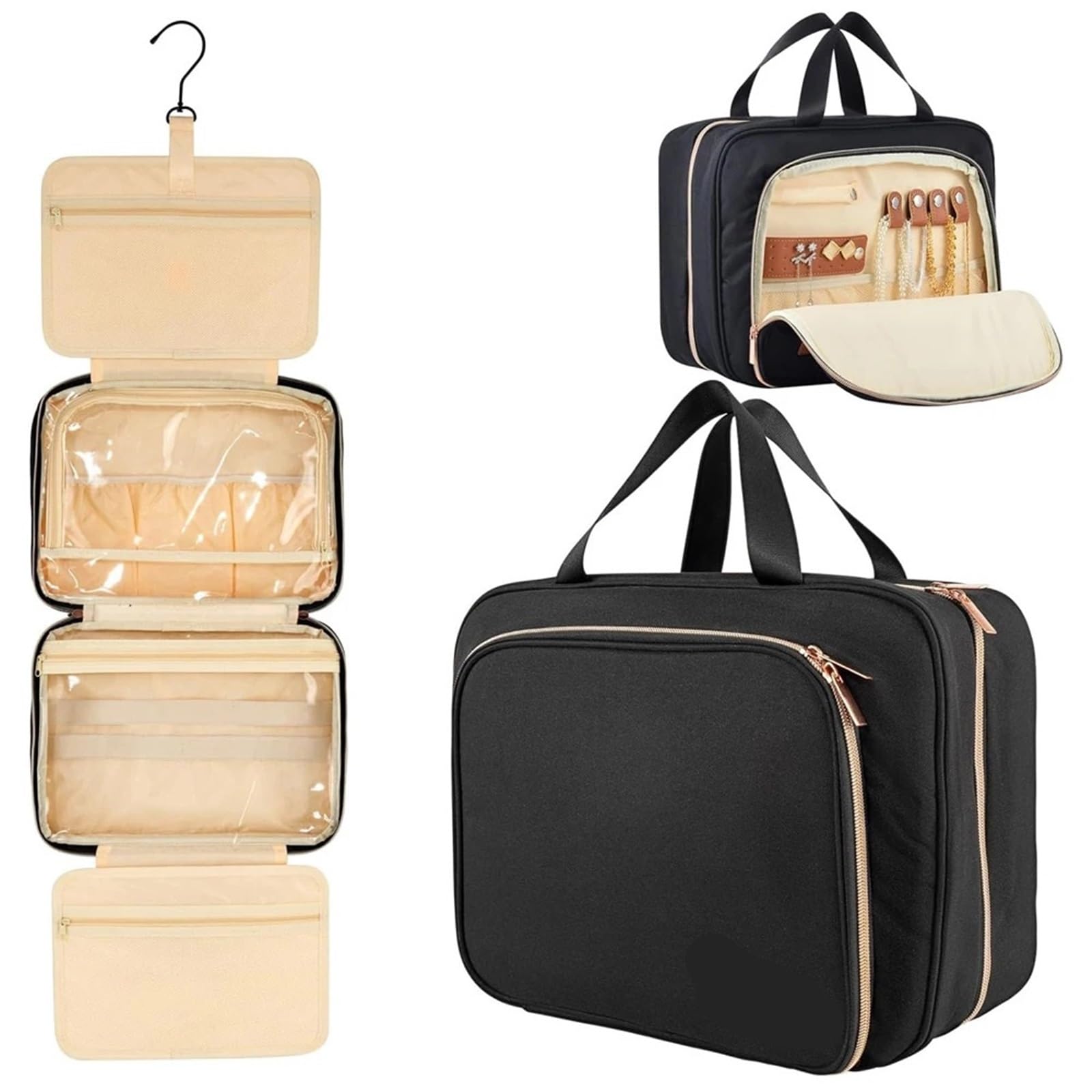 Borsa da toilette da viaggio Borsa da toilette pieghevole Organizzatore appendere trucco bagno Custodia viaggio for cosmetici con separazione asciutta e bagnata