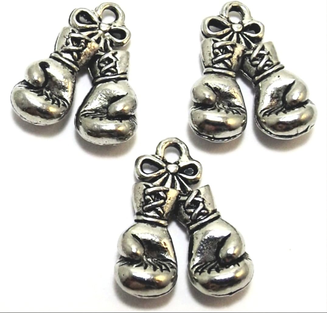 Set of Three (3) Pewter Boxing Gloves Charms