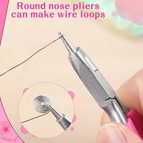 Miniatura 2 de SPEEDWOX Alicates de punta redonda de 3 pulgadas con cortador de alambre de bucle, alicates para hacer joyas, alicates dobladores de alambre,