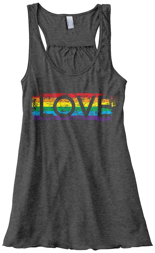 Threadrock Women's Gay Pride Rainbow Love Flowy Racerback Tank Top