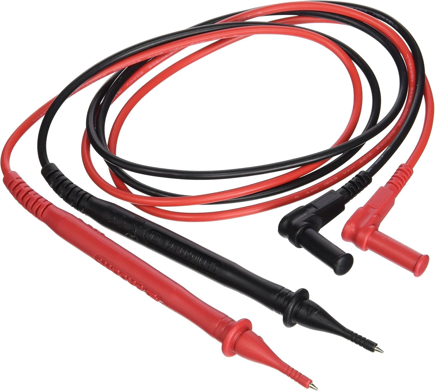 2 Puntali Multimetro Universali 1000V 10A – Cavi di Ricambio per Tester Digitale – CAT III – Impugnatura Antiscivolo – Compatibili con Tutti i Multimetri – Rosso e Nero – Lunghezza 105cm