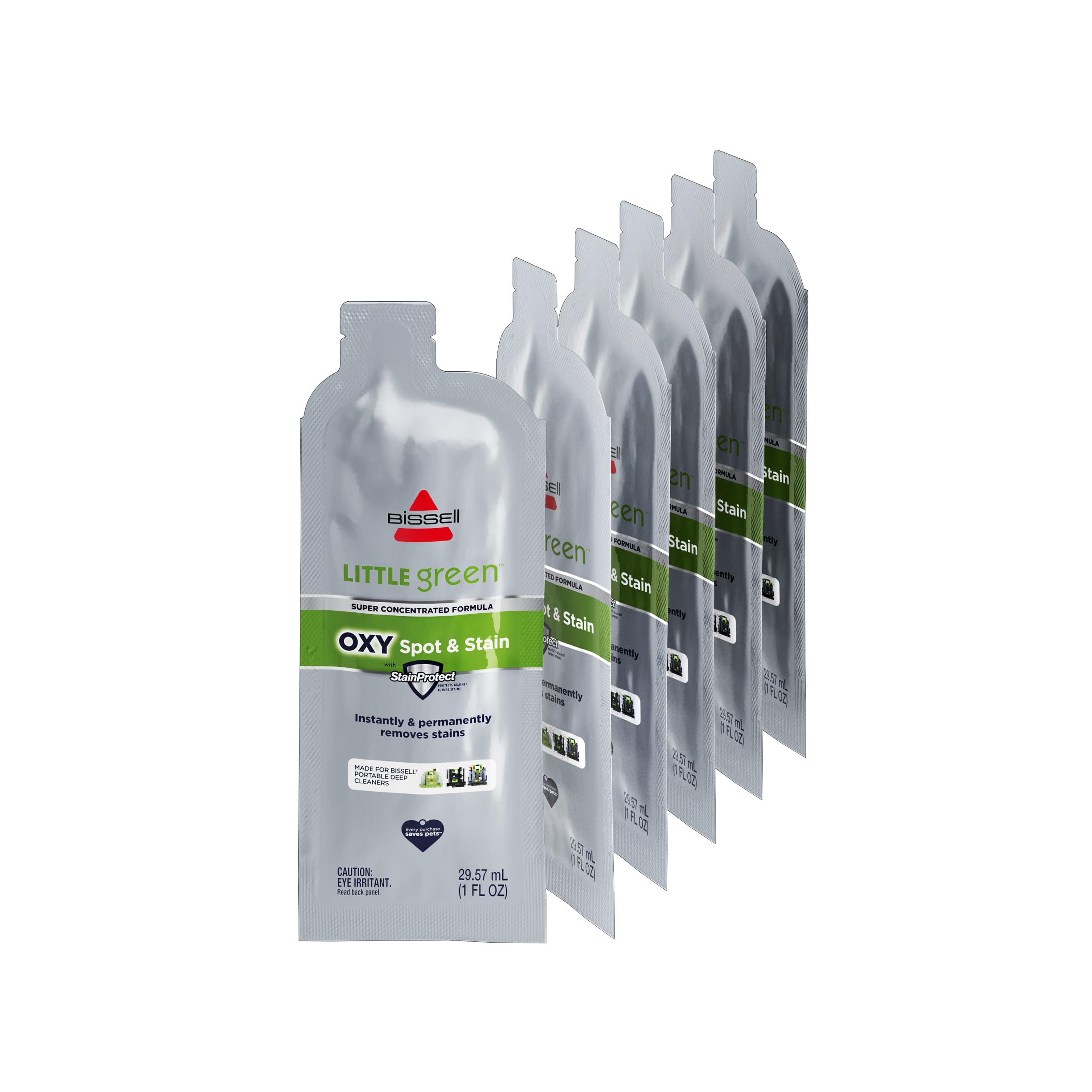 Bissell NEW Little Green Pro Oxy Spot &amp; Stain Super Concentrate Cleaning Formula for Portable Deep Cleaners, 6 Super Concentrate Pouches