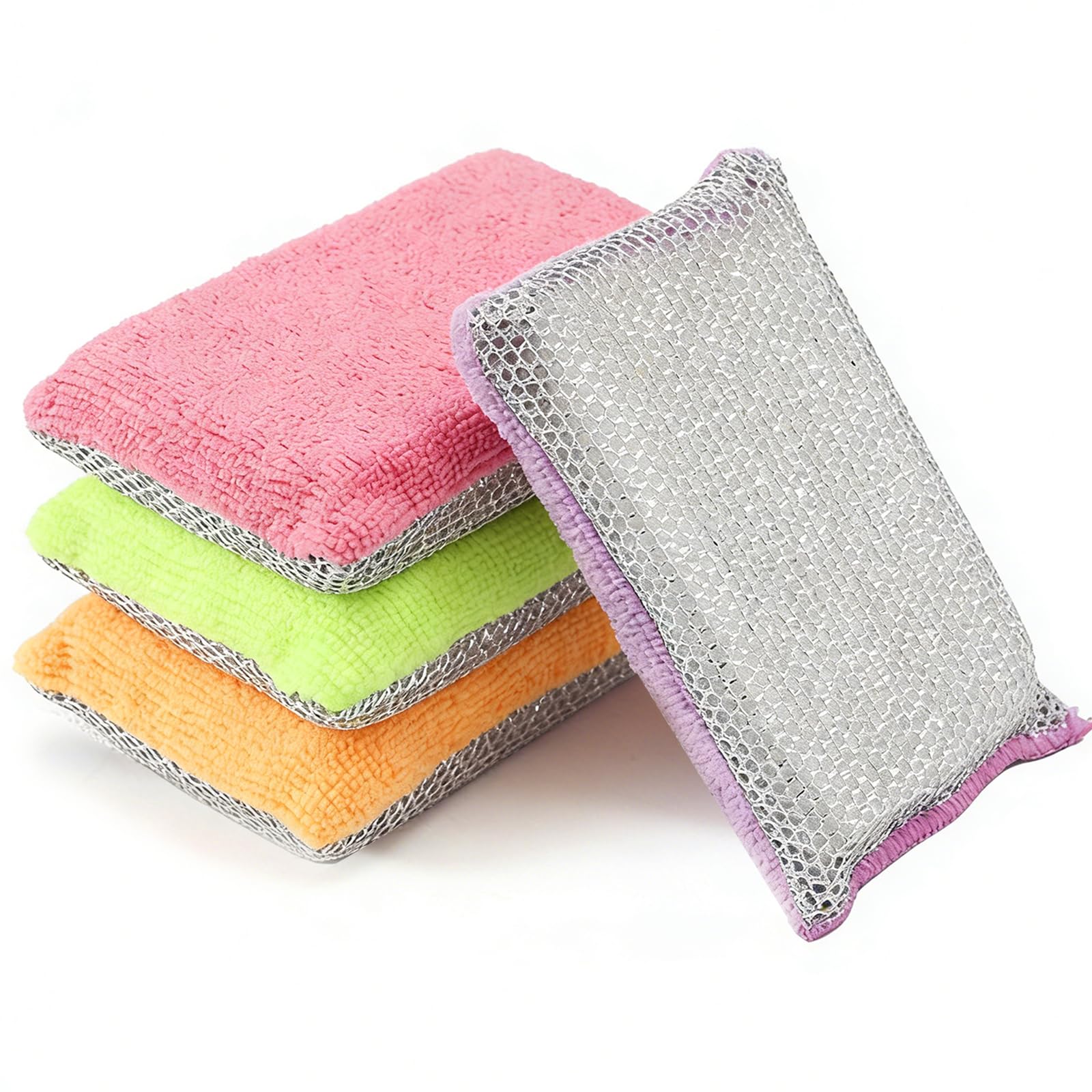 Ramasoul 4 Pack Reusable Washing Up Sponge,Kitchen Washing Up Cleaner Pads Multi-Surface Pads Cleaners Scrubs Sponges Wash Pad Cloth For Cleaning The Whole Kitchen