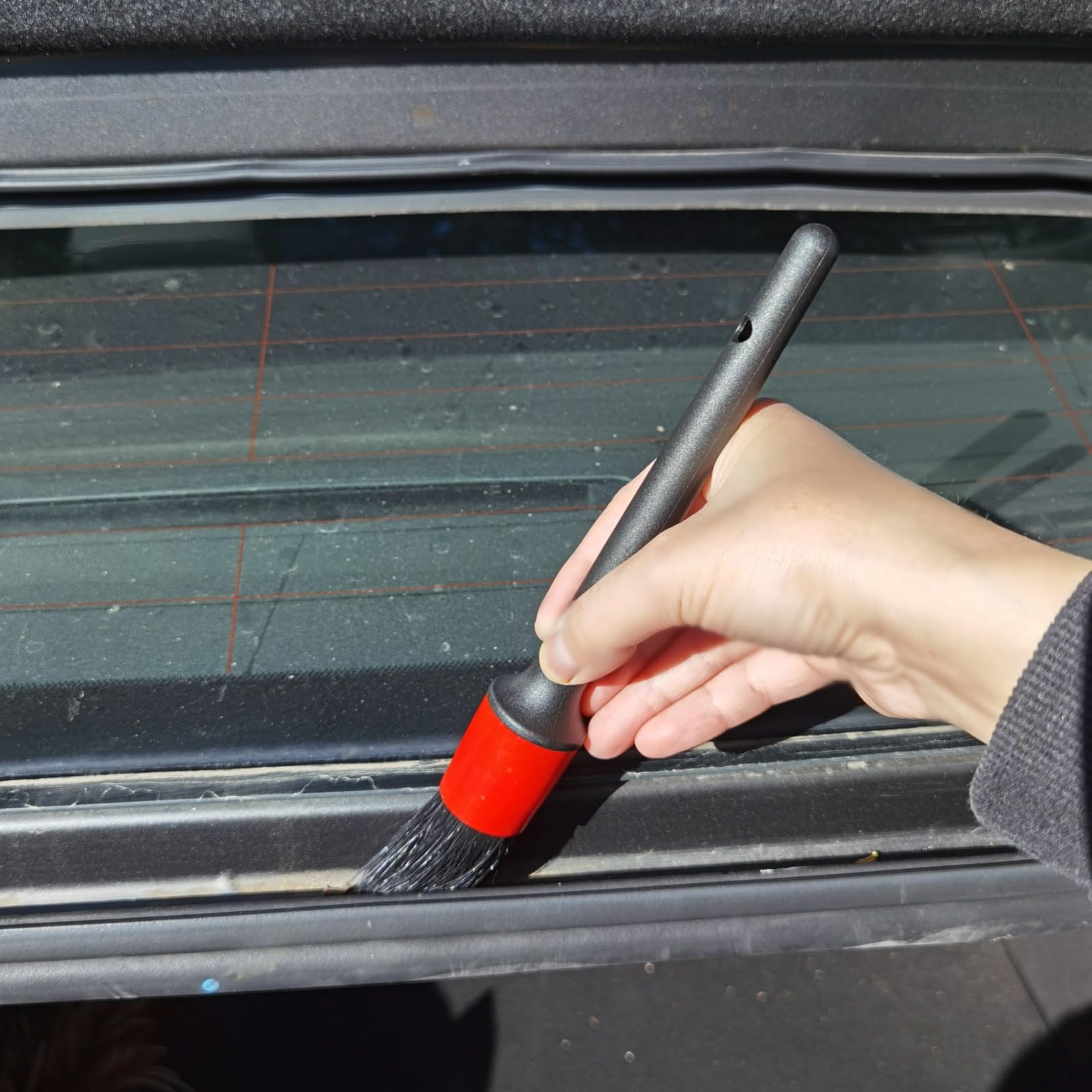 Car Detailing Brush Set of 5 - Soft Boar Hair, Car Wash Brush, Wheel Cleaner Brush, Car Dust Brush, Car Interior Leather Seat and Vent Brush, Car Detailing Kit