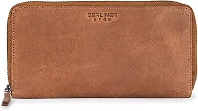 Berliner Bags Vintage Geldbörse Margo, Große Portemonnaie aus Leder, Geldbeutel mit TÜV-geprüftem RFID-Schutz, inkl. Geschenk-Box, für Damen - Braun