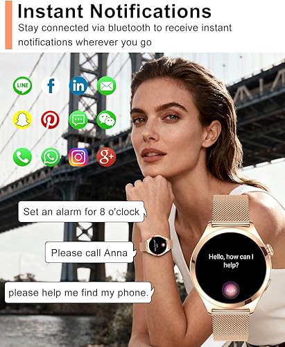 Miniatura 2 de Relojes inteligentes para mujer, 1.27 pulgadas, pantalla táctil TFT, reloj inteligente para responder/hacer llamadas, seguimiento de actividad y