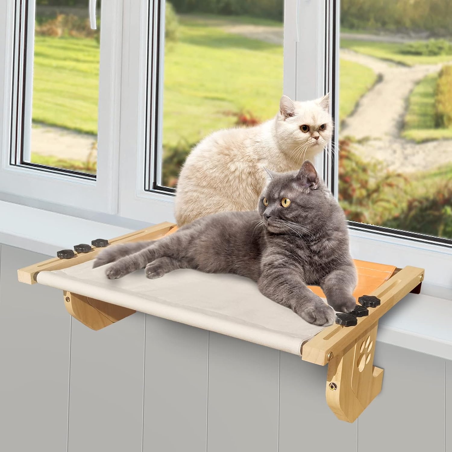 Cat Window Perch Sturdy Cat Window Hammock with Wood and