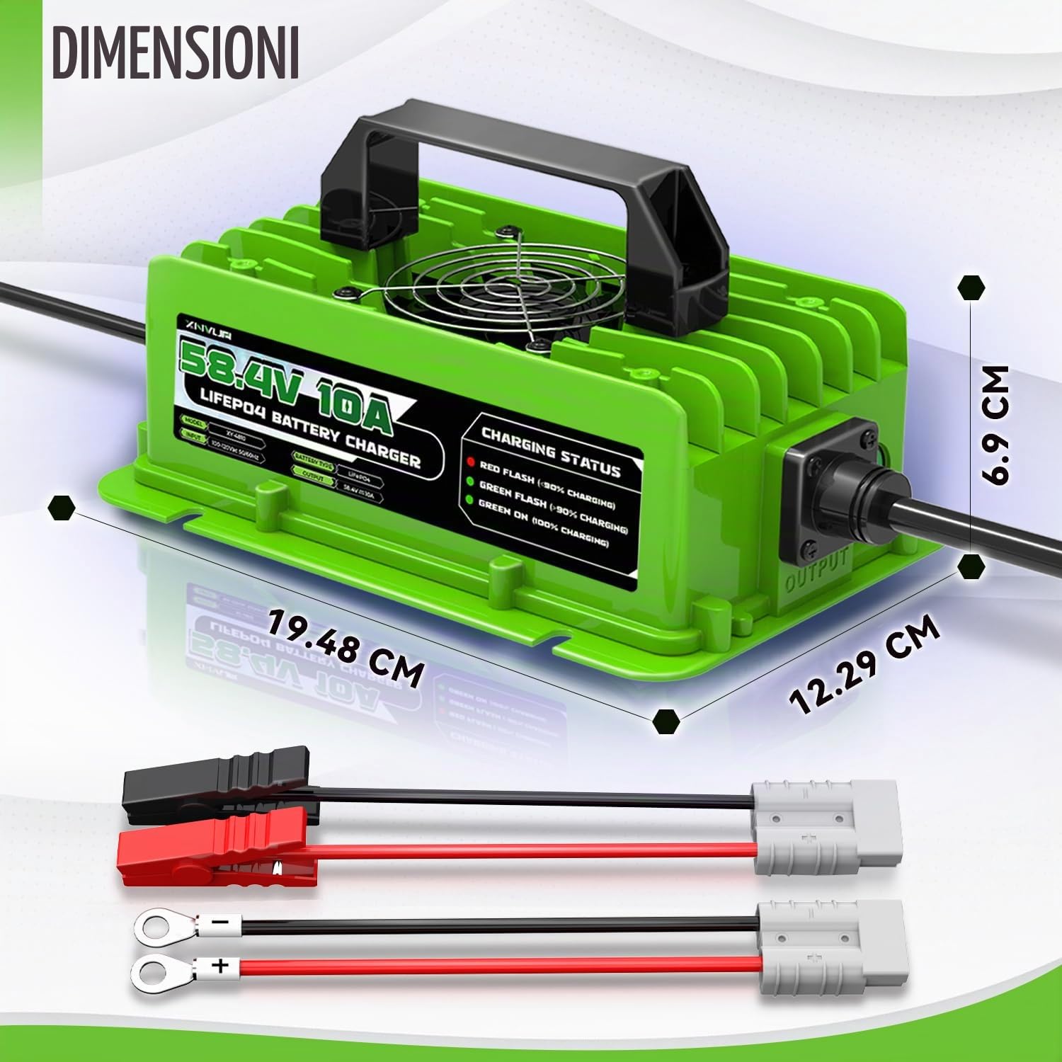 LiFePO4 Caricabatterie intelligente automatico da 58,4V 10A progettato per batterie al litio LiFePO4 da 48V (51,2V)