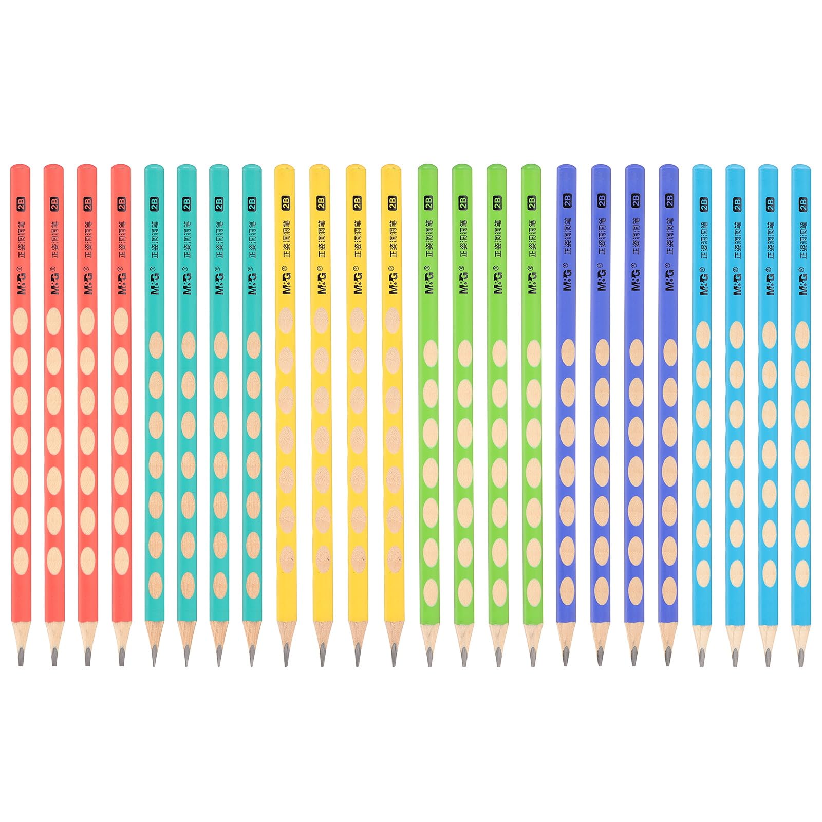 M&G Wooden Triangular Pencils, 24 Pcs 2B Graphite Round Pencils for Classroom Teacher Office Supplies, Multicolor
