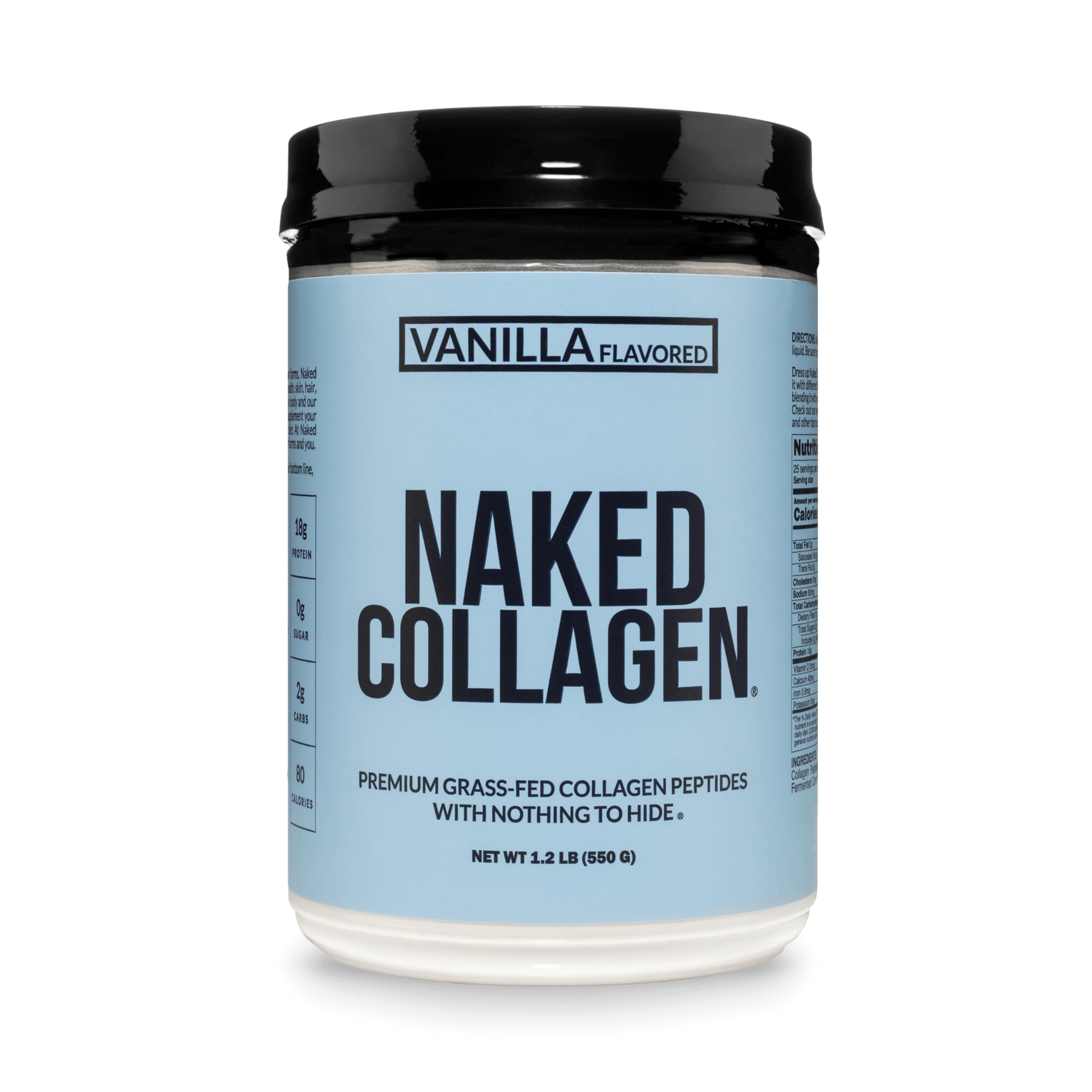 NAKED Vanilla Collagen Peptides Protein Powder, 25 Servings, Pasture-Raised, Grass-Fed Hydrolyzed Collagen Supplement, Paleo Friendly, Non-GMO, Keto, Gluten Free, 19.4oz Vanilla 25 Servings (Pack of 1)
