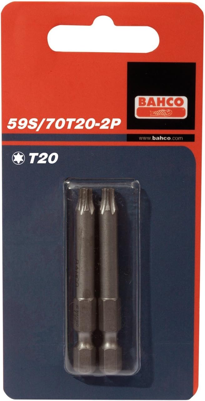 Bahco 59S/70T30-2P BH59S/70T30-2P T30 Bits for Torx Head Screws, Multi-Colour, 70 mm, Set of 2 Pieces