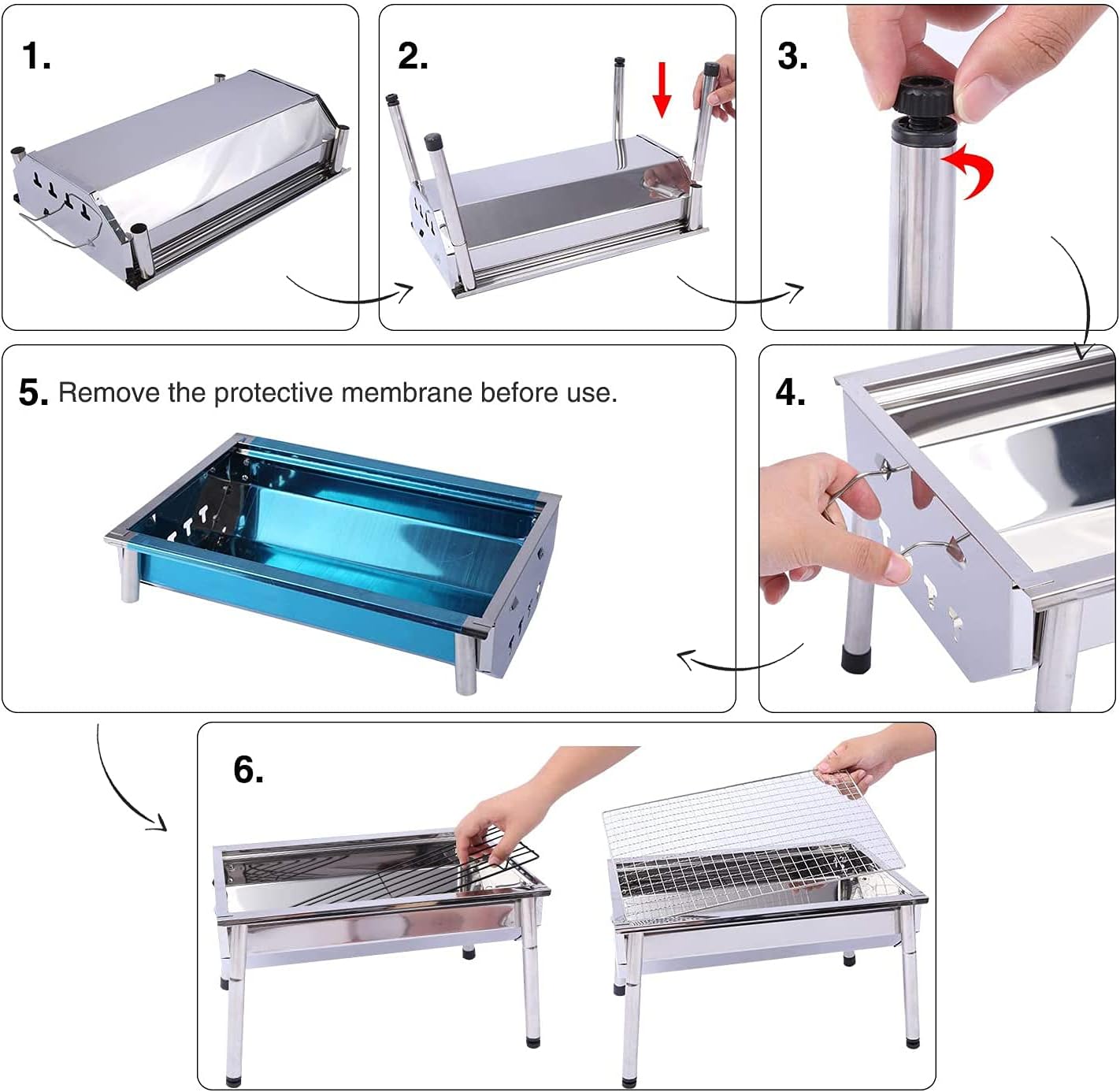 Afungo Barbecue a Carbone Portatile,BBQ Griglia in Acciaio Inox per 4-6 Persone,Barbecue a Carbonella per Picnic allaperto Giardino Terrazza Campeggio(40 x 28 x 21.5 CM) Afungo Barbecue a Carbone Portatile,BBQ Griglia in Acciaio Inox per 4-6 Persone,Barbecue a Carbonella per Picnic allaperto Giardino Terrazza Campeggio(40 x 28 x 21.5 CM)
