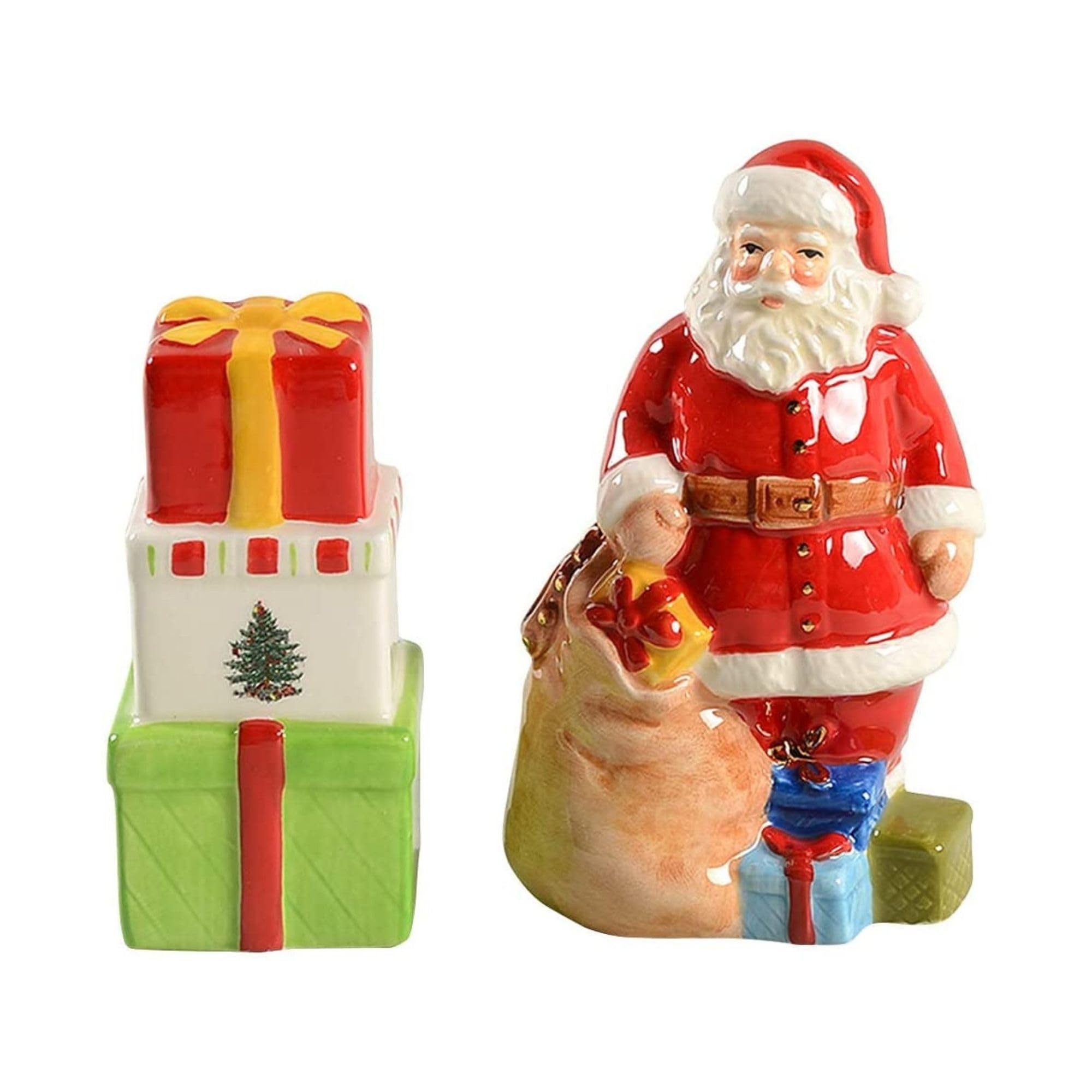 Spode Christmas Tree Santa and Gifts Salt and Pepper Shaker Set (2-Piece)- Holiday Kitchen & Table Décor - Festive Home Accent, Christmas Gift/Stocking Stuffer for Collectors & Holiday Enthusiasts