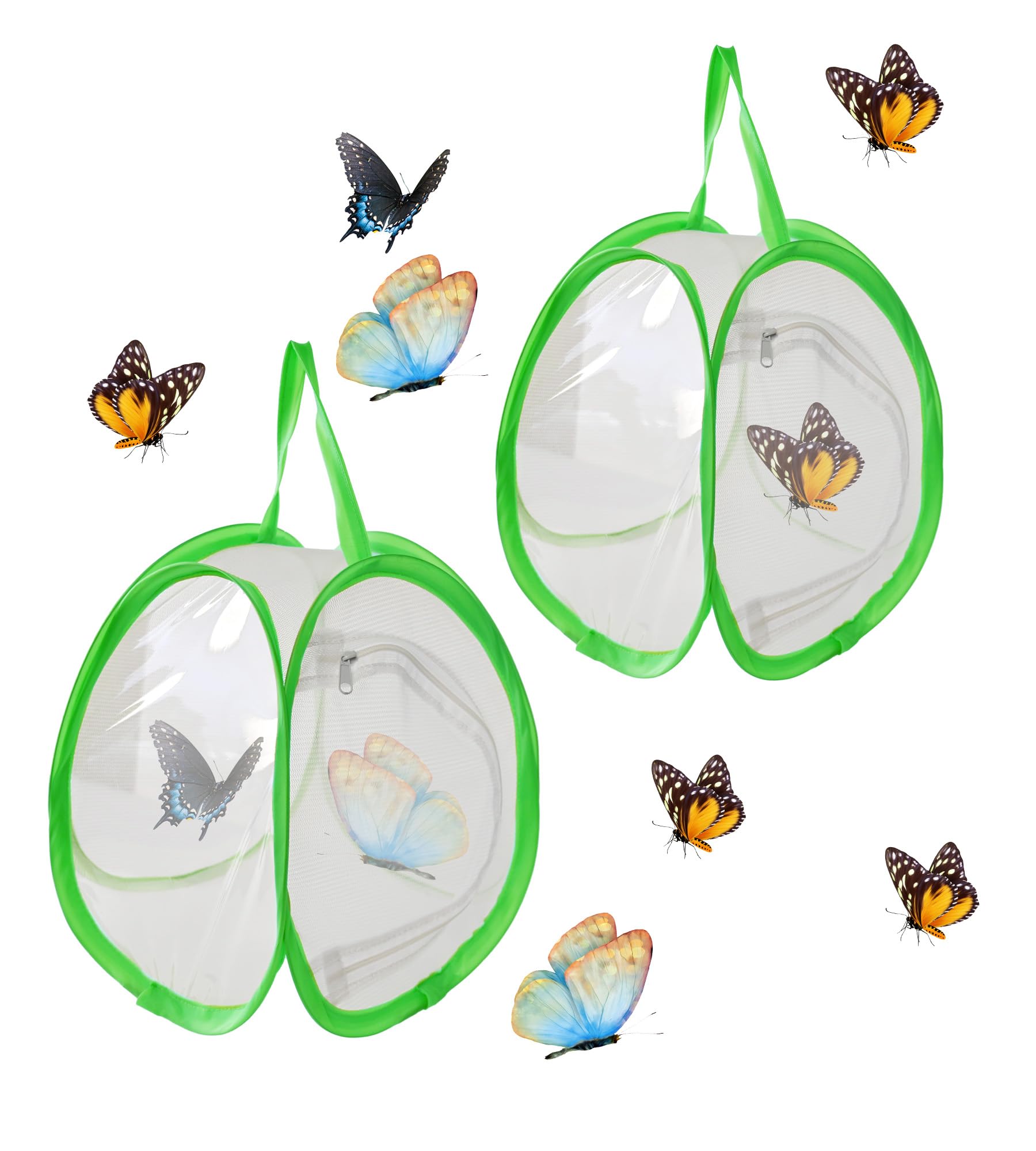 Butterfly Habitat Cage, Collapsible Insect Mesh Cage, Portable Insect Butterfly House with Zipper Garden Gifts(2pcs) - 1