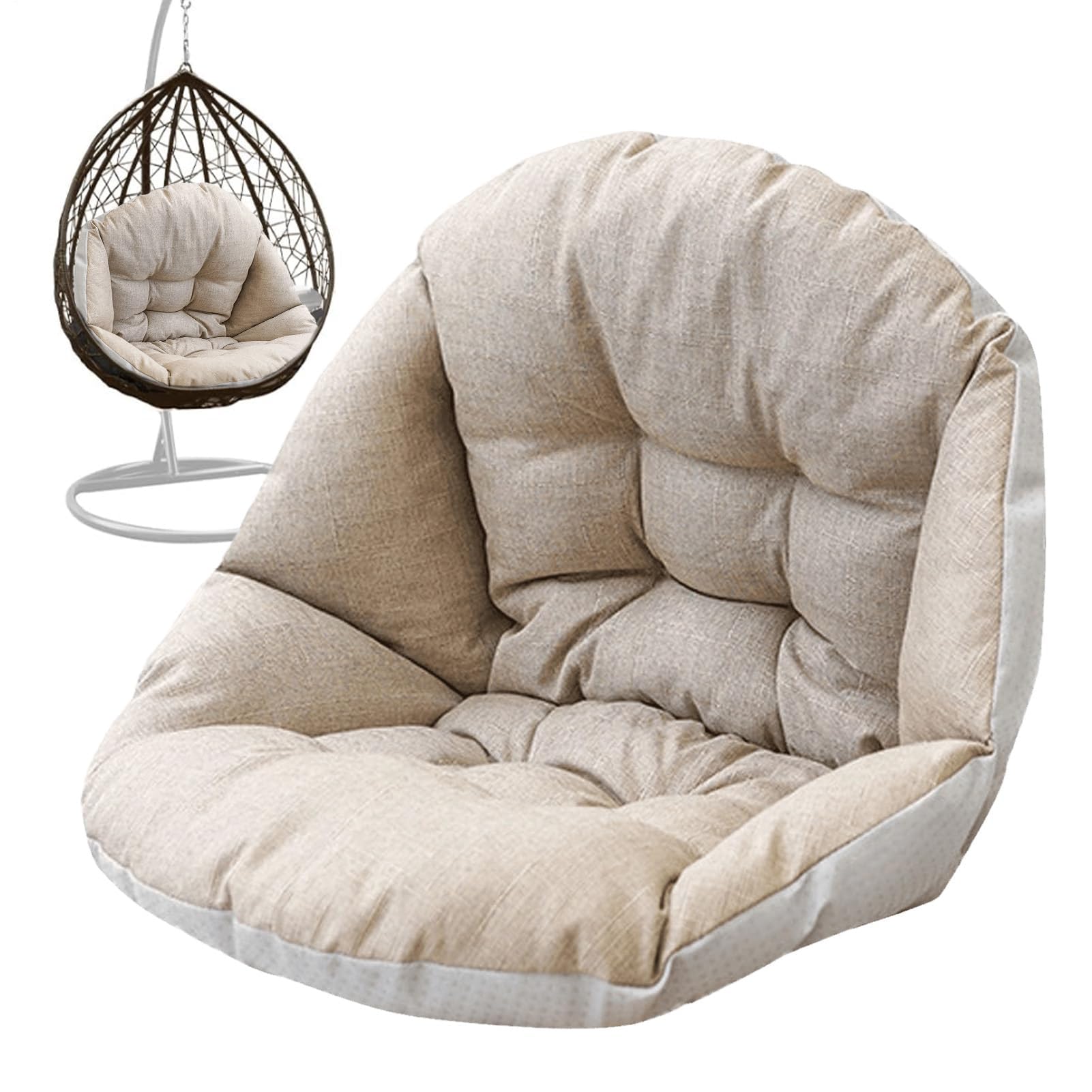 Sedia a uovo da esterno con cuscini, ampia poltrona lounge in rattan, per interni ed esterni, ideale per balcone, patio, terrazza e soggiorno, soluzione accogliente