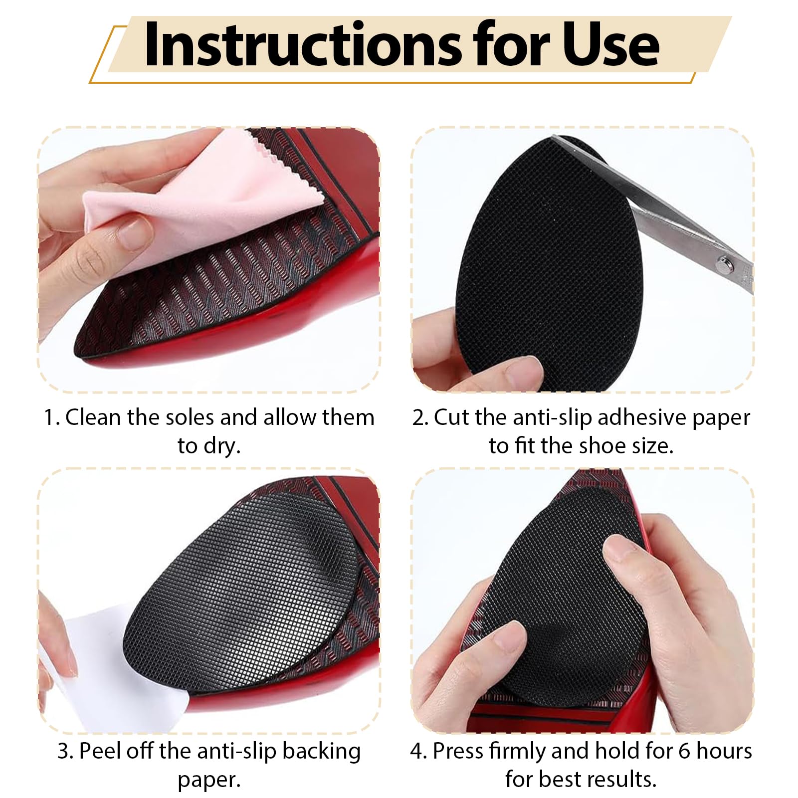 5 pares Pegatinas Antideslizantes para Zapatos, Suela Antideslizante, Almohadillas Antideslizantes Autoadhesivas, Suela Zapatos Reparacion, para Zapatos de Hombre y Mujer, Fácil Aplicación
