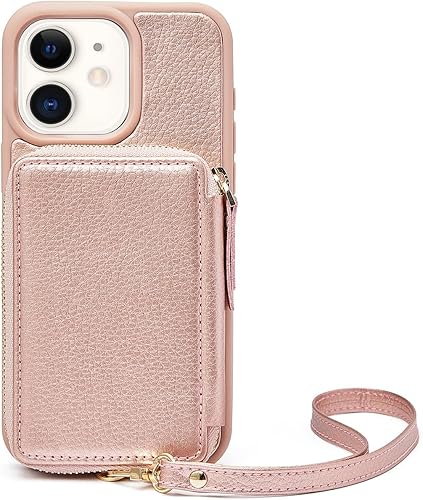 ZVE - Funda de cuero tipo cartera para iPhone 11, funda para iPhone 11 ZVA, funda para iPhone 11 con ranura para tarjeta de crédito con cierre de