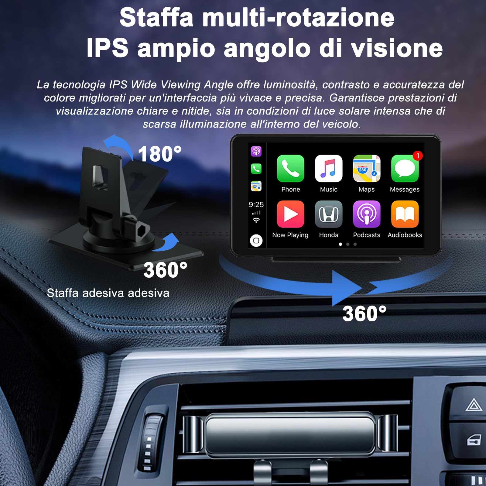plimpton Autoradio Carplay Wireless Andriod Auto, Schermo per Auto con 7 Pollici Touchscreen Monitor, Schermo Macchina con BT/AUX, Mirror Link, Navigatore GPS, Assistente Vocale, L1