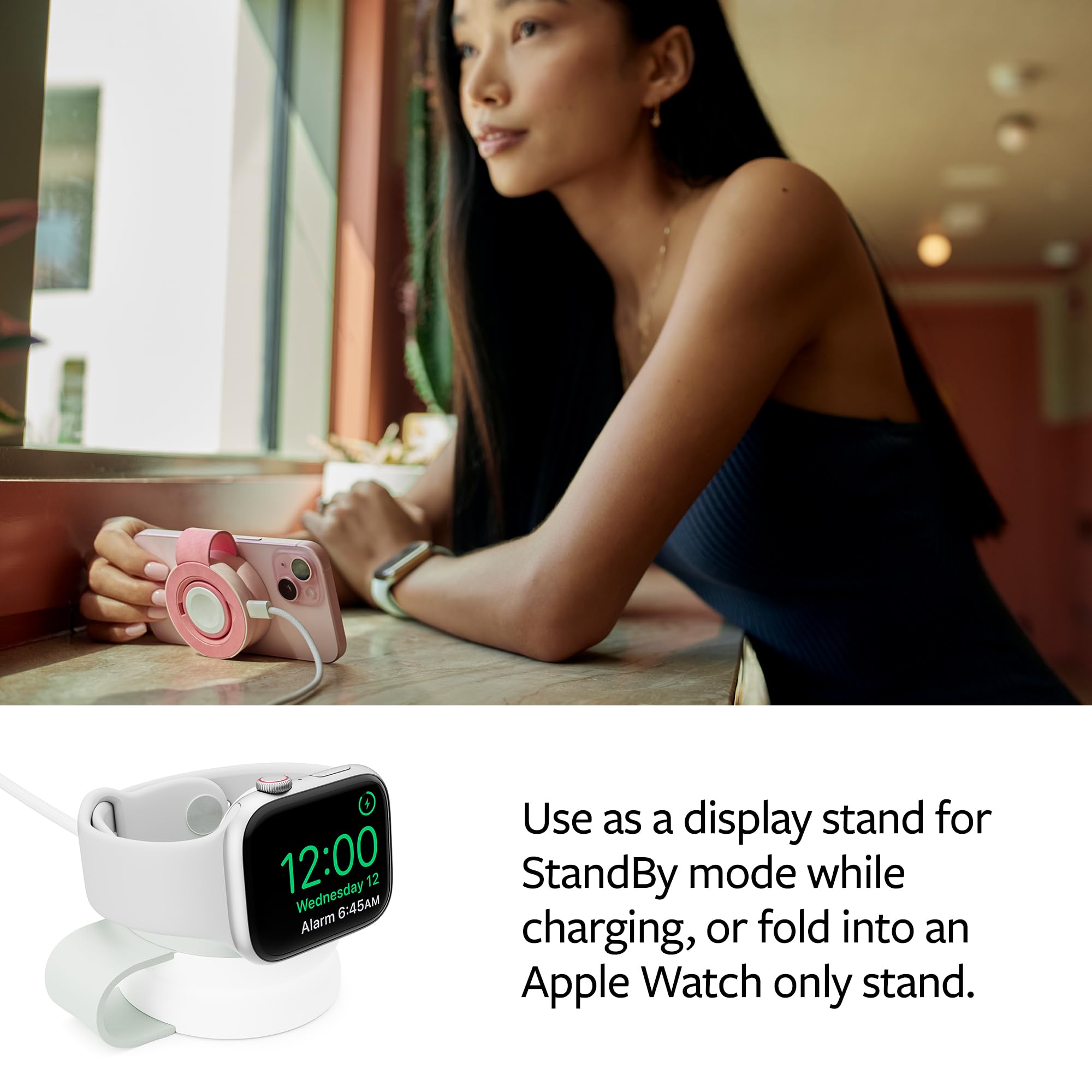 Twelve South Butterfly SE 2 in 1 Qi2 Caricabatterie da viaggio per iPhone, Airpods e Apple Watch Bianco
