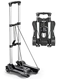 Small Folding Hand Truck Dolly with 2 Wheels&comma; Foldable Luggage Cart&comma; Lightweight Aluminum Collapsible Trolly Portable Dolly for Moving Airport Travel Use