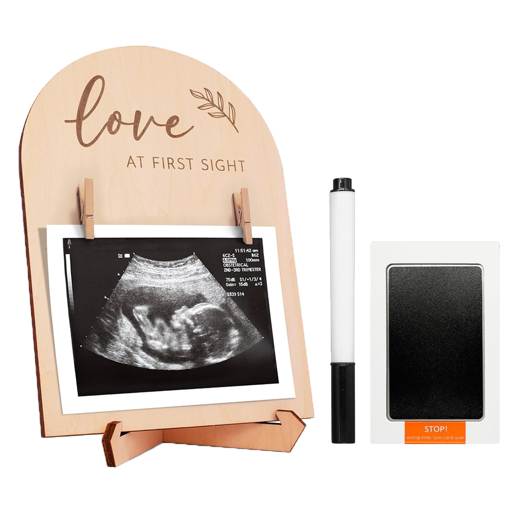 D-buy Baby Monthly Milestone with Marker Pen, Baby Milestone Book with Ink Pad, Boho Baby Birth Announcement Sign, Newborn Announcement Sign for Hospital Shower Nursery, Wooden Number Milestone Blocks