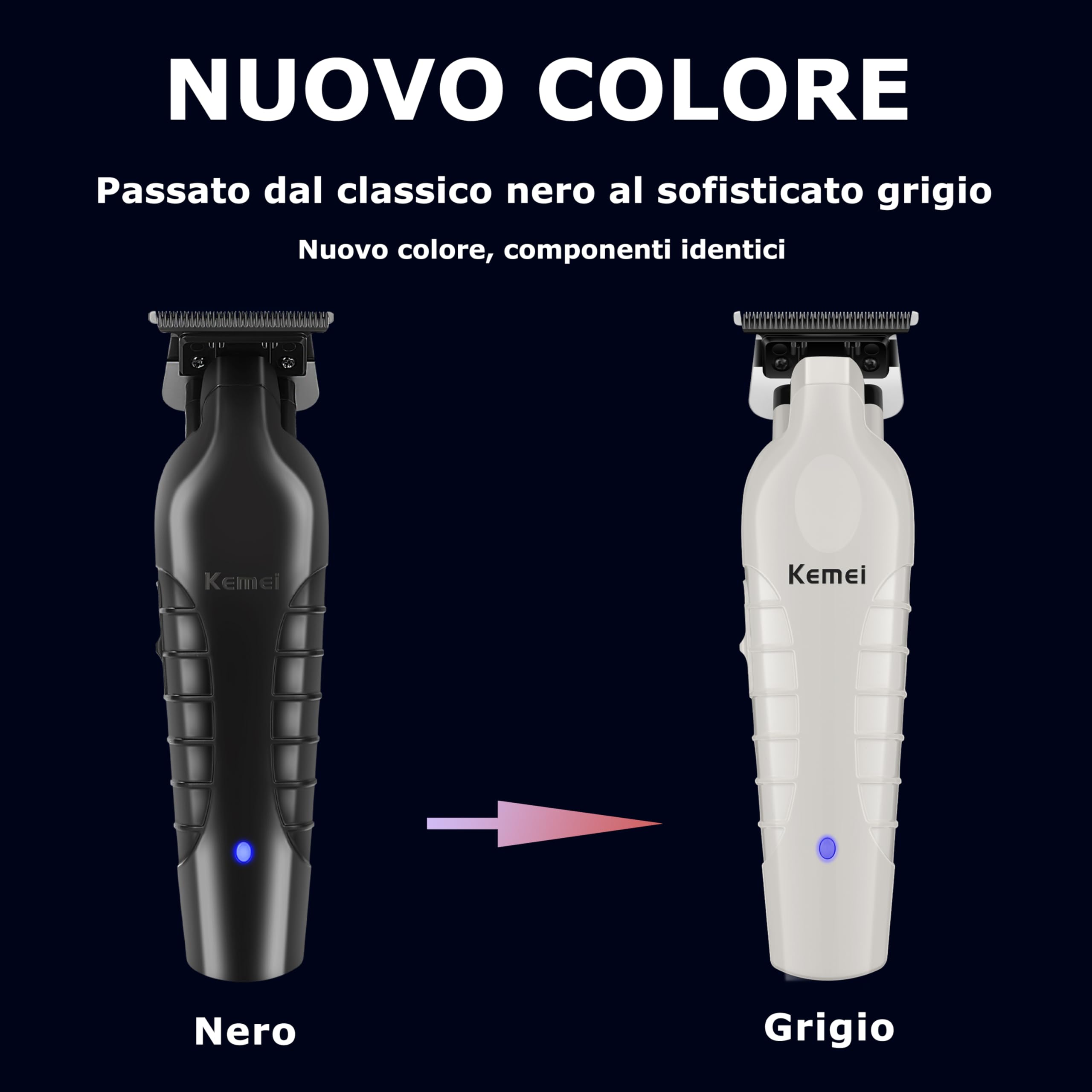 KEMEI PG2299 Regolabarba e capelli da uomo professionale, zero gapped trimmer per uomo senza fili trimmer per barbieri, grigio