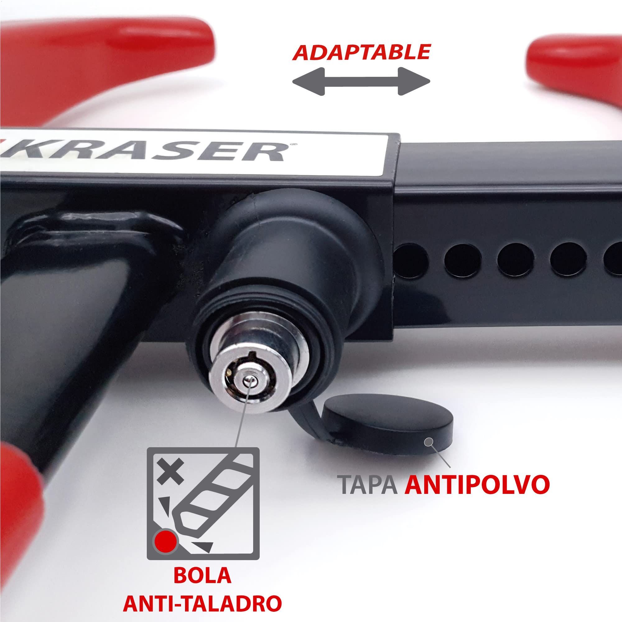 KRASER KR820 Cepo Coche Antirrobo, N1 Alemania, Testado Anti Taladro, Protección Que tranquiliza, Inmovilizador Cepo Rueda, Antirrobo Coche, Universal Caravana, Remolque, SUV, Furgoneta, Moto