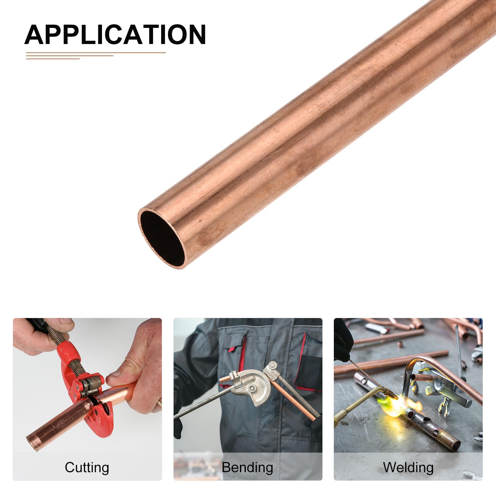 DTGN 20mm x 1mm x 200mm(ODxParoi TxL) Cuivre Tube - 4Paquet - Bonne pour Machines Équipement Bricolage Décoratif Cadre - Rond Métal Tube