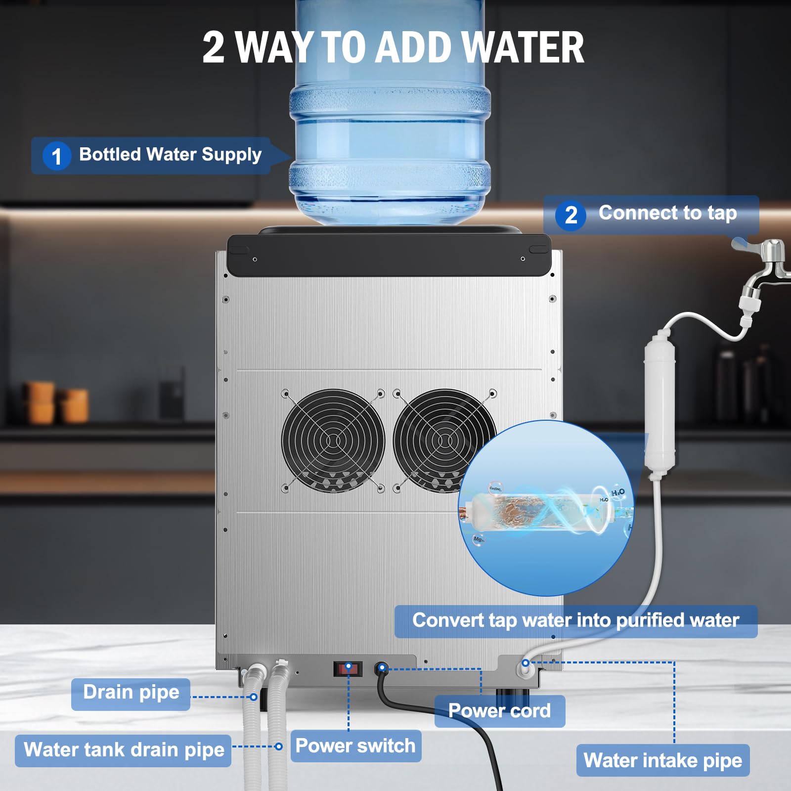 Nugget Ice Maker Countertop, 40 Lbs/Day With 10 Lbs Storage Bin, Freestanding/Countertop Ice Maker Machine Stainless Steel, Soft Chewable Pellet Ice Machine For Home Bar Kitchen Office, Self-Cleaning on Fridge.com - View 5