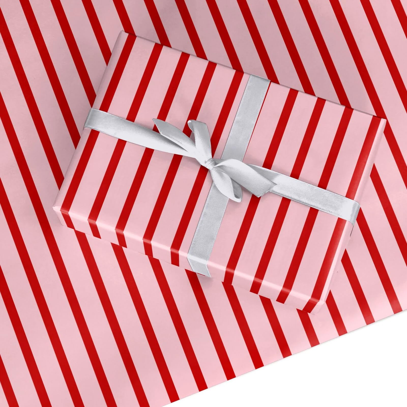 Pink & Red Striped Christmas Wrapping Paper โ Birthday Gift Wrap โ Candy Stripe Design โ For Men, Women, Girls, Boys โ Eco Friendly - Large Roll (59.4cm x 3.6m)
