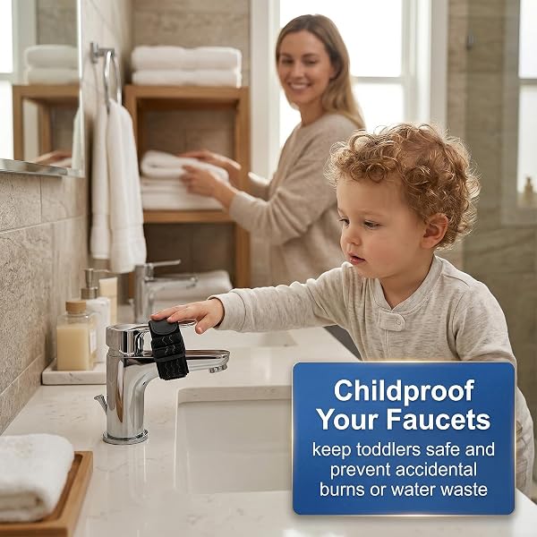 BAUCH 2 Stück Wasserhahn Kindersicherung,Wasserhahn Schloss, Elastischer Gurt Mit Klettverschluss,Anti-Rutsch Silikon Schutz Armatur,Kindersicherung Küche Bad Kindersicher Sicherheitsschutz,5 * 30CM - 5