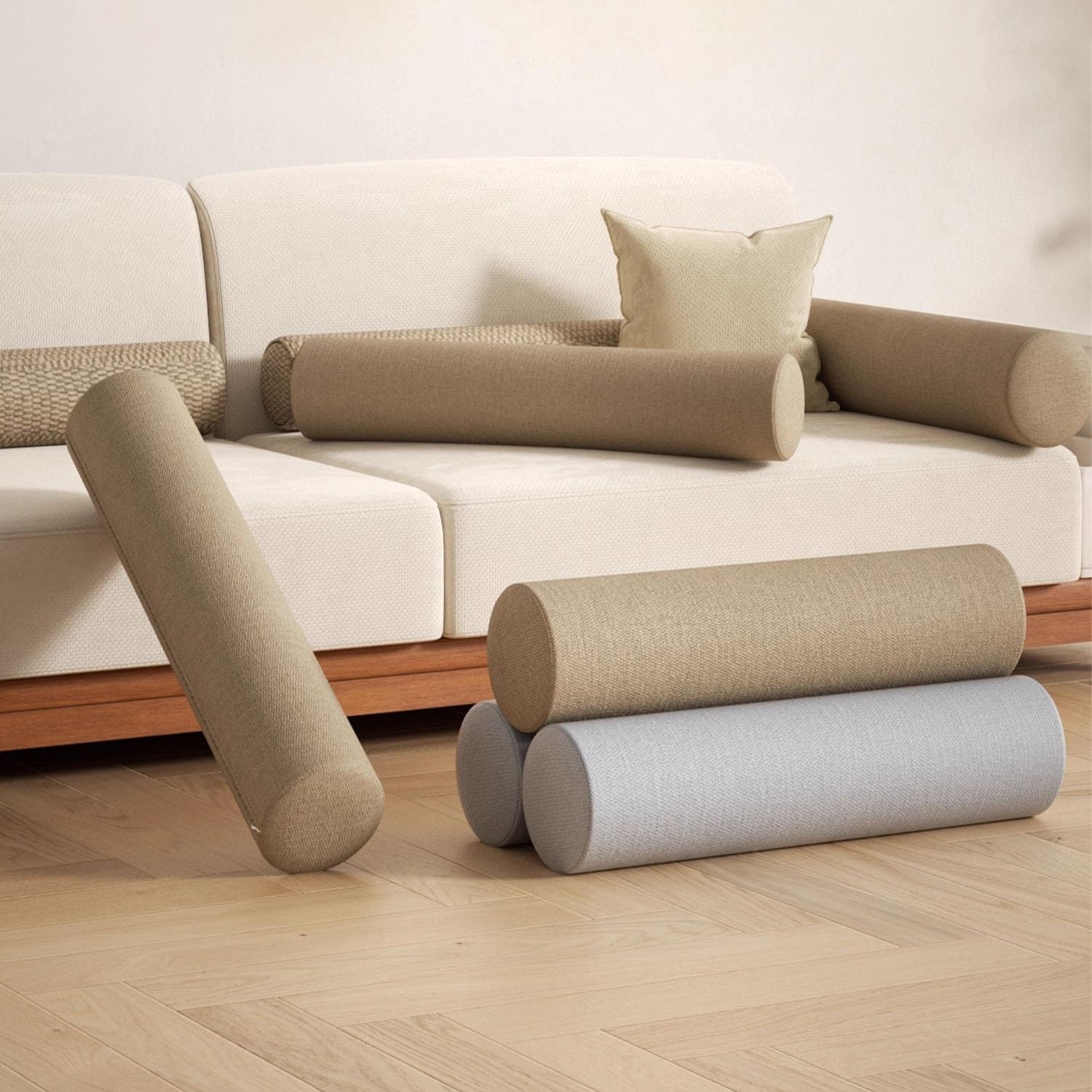 Rotondo - Cuscino cervicale in memory foam, 20 x 70 cm, cuscino cilindrico di supporto per collo e lombare, sfoderabile, ideale per letto, divano, yoga, supporto per schiena e gambe