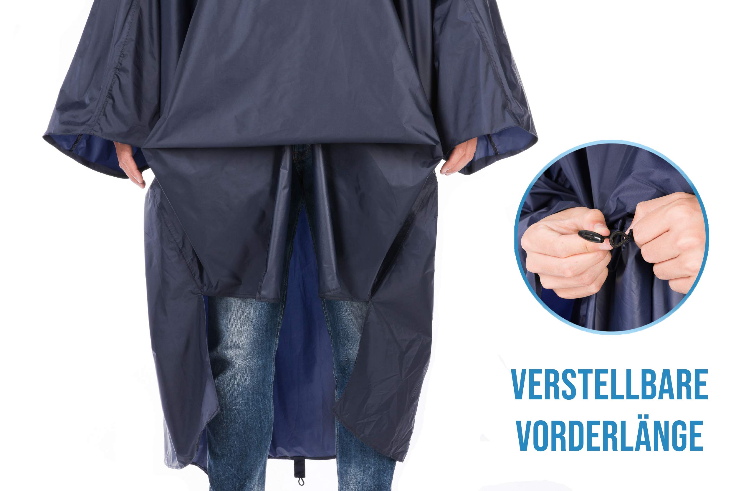 HOCK Ponczo przeciwdeszczowe na wędrówki "Kraxen AS" z ochroną przed deszczem – męskie i damskie peleryna przeciwdeszczowa oddychająca z taśmą zatrzymującą burzę dla profesjonalistów – bardzo długie