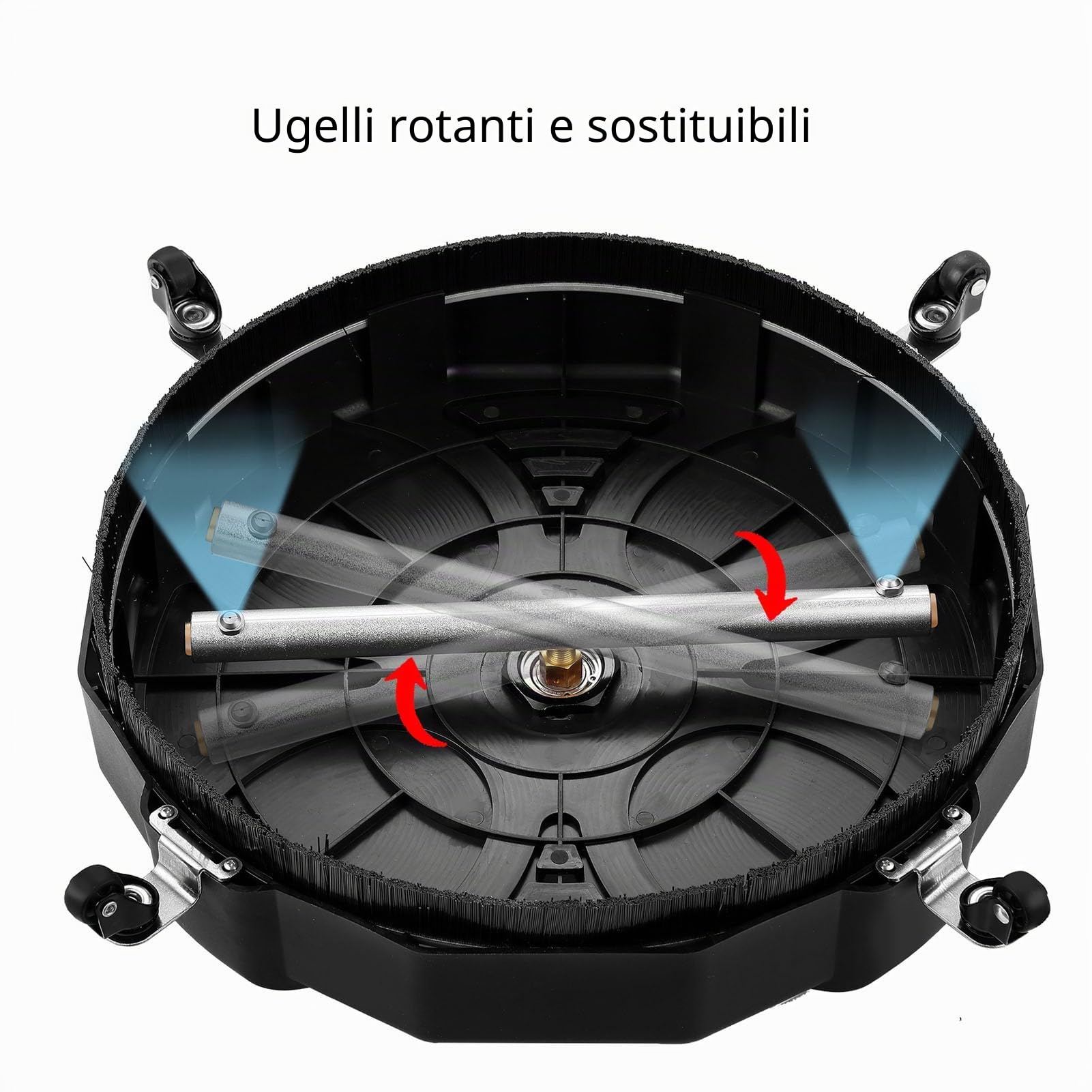 Idropulitrice da 13 Pollici per Superfici con 4 Ruote, Attacco Rapido, Telaio a Pressione